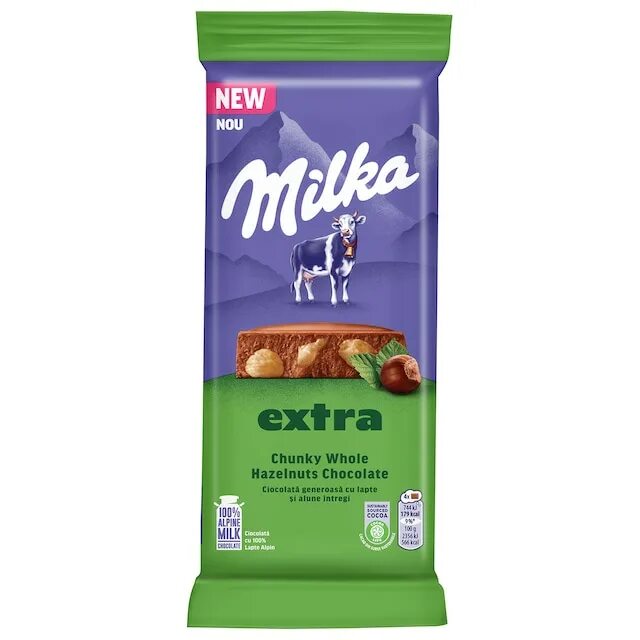 Шок.плитка Milka Extra Whole Hazelnuts Фундук цельный 190гр
