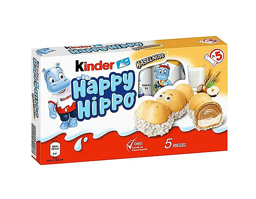 Шок.Батончик HAPPY HIPPO Haselnuss 5шт Германия 103,5гр