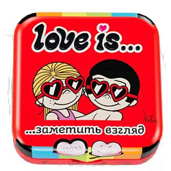 Освежающие конфеты LOVE is в форме сердца со вкусом клубники 20гр ЖБ