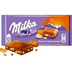 Шок.плитка Milka Peanuts Cripy Caramel (Милка Пинат Криспи Карамель) 90гр